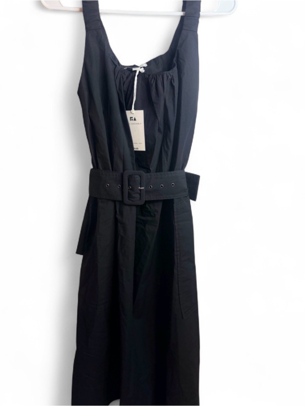 Women’s Midi Sleeveless Black 3/4 Length Dress With Belt